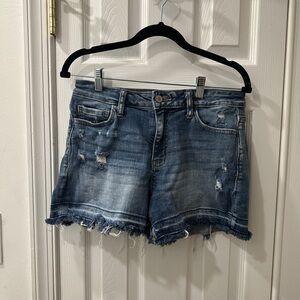 Zenana Outfitters Blue Distressed Jean Shorts